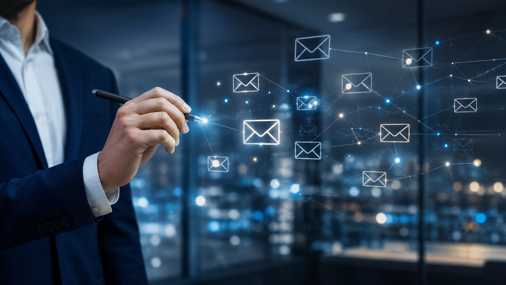 Business professional managing digital communications